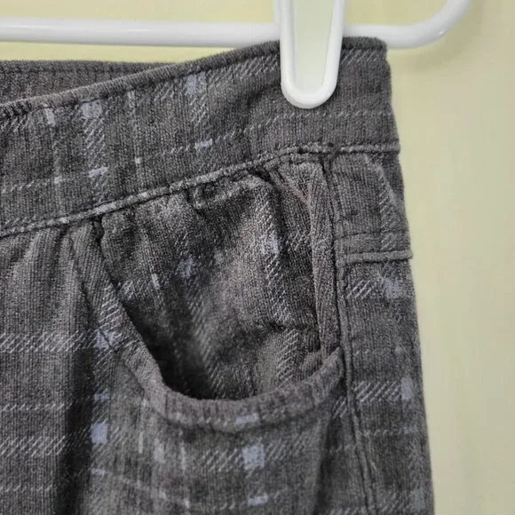 Charlie B Velour Pull On Drawstring Straight Leg Pants Gray Plaid Women's Size S - Picture 4 of 10